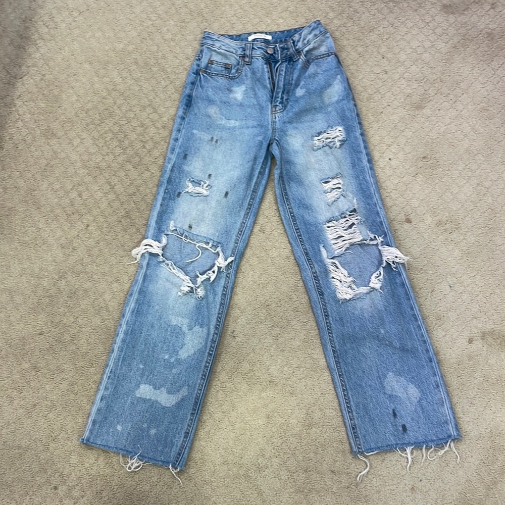 pacsun size 23 high rise blue ripped jeans